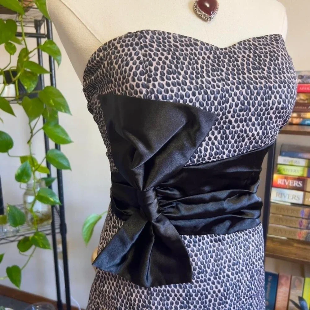Vintage Y2K 2000s Bow Tube Top Strapless Womens Medium Office Siren Goth Glam‎ - Picture 3 of 7